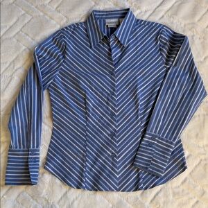 Worthington Blue and White Striped Women’s Dress Shirt